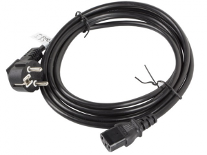 Kabel zasilający LANBERG Wtyczka typ C/F (Schuko) 3m. CA-C13C-11CC-0030-BK