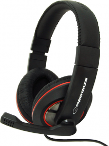 Słuchawki z mikrofonem ESPERANZA Czarno-czerwony EH118