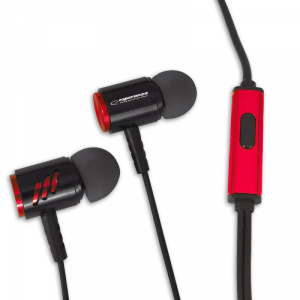 Słuchawki z mikrofonem Douszne ESPERANZA EH207KR (1.2m /3.5 mm minijack wtyk/Czarno-czerwony)