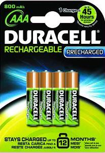 Baterie DURACELL Niklowo-metalowo-wodorkowa AAA (LR03, R03, 24A, MN2400, AM4, UM4, HP16) 800mAh 4 szt. HR03-A