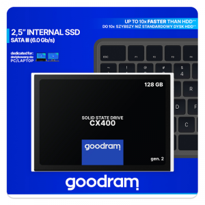 Dysk SSD GOODRAM CX400 gen. 2 (2.5″ /128 GB /SATA III (6 Gb/s) /550MB/s /460MS/s)