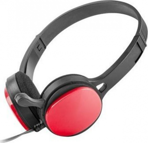 Słuchawki nauszne z mikrofonem UGO USL-1222 (1.5m /3.5 mm minijack wtyk/Czarno-czerwony)