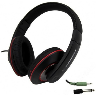 Słuchawki nauszne ESPERANZA EH121 (5m /3.5 mm wtyk/Czarno-czerwony)