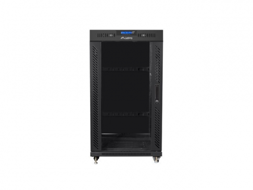 SZAFA INSTALACYJNA RACK STOJĄCA 19&quot; 22U 600X800 CZARNA DRZWI SZKLANE LCD LANBERG (FLAT PACK) V2