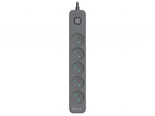 Listwa zasilająca TRACER Power Line+ 3 m 5 gniazd Grafitowy TRALIS47024