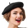 Beret czarny klasyczny miękki z antenką
