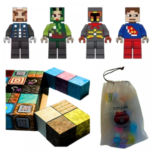 Klocki magnetyczne sześciany 27 sztuk + 4 figurki + worek