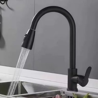 Bateria kuchenna czarna matowa z wyciąganą wylewką 360°