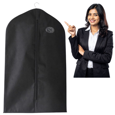 Pokrowiec na Ubrania 60x100 cm z Okienkiem – Ochrona Garniturów i Kurtek Czarny