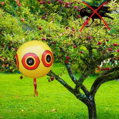 Balon straszak na ptaki z odblaskami i wstążką