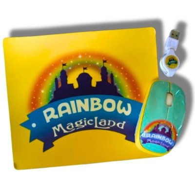 Myszka przewodowa optyczna + podkładka Rainbow