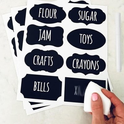 Naklejki etykiety uniwersalne na pudełka, przetwory 48 sztuk