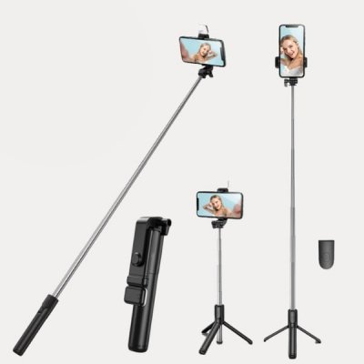 Kij do selfie z lampą statyw pilot bluetooth
