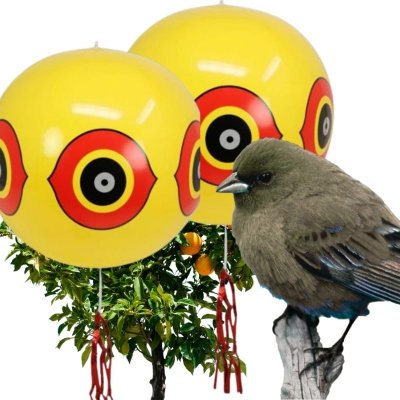 Balon straszak na ptaki z odblaskami i wstążką