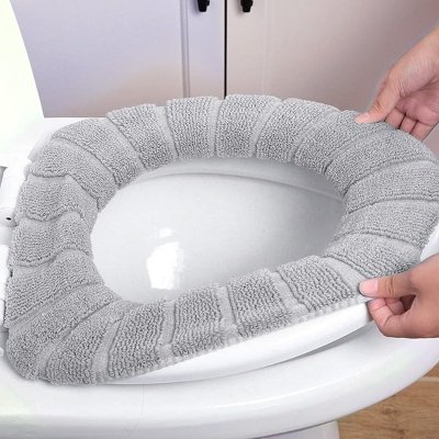 miękki szary pokrowiec na deskę wc