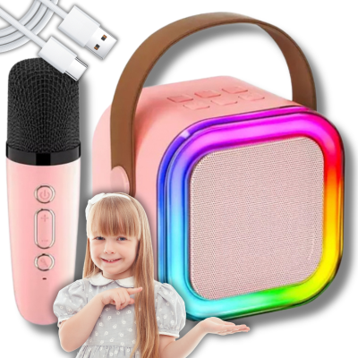 Zestaw karaoke dla dzieci mikrofon głośnik rgb