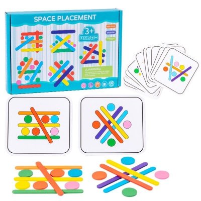 Zabawka edukacyjna Montessori dla dzieci – drewniane patyczki + karty