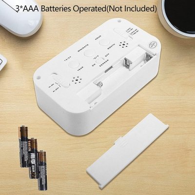 Budzik zegar elektroniczny data temperatura biały
