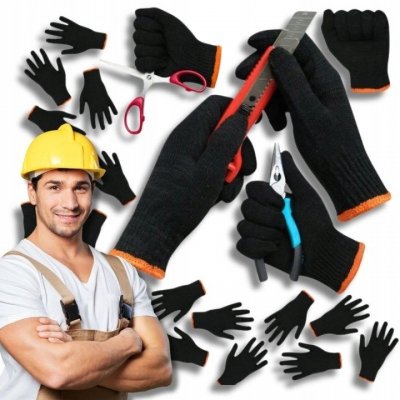 Rękawice robocze ocieplane ochronne zimowe czarne 10 par