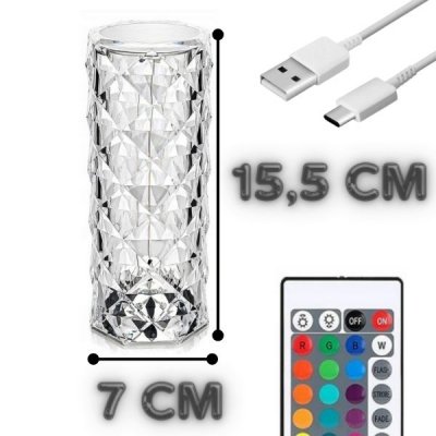 Lampka kryształowa led rgb nocna + pilot