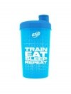 6PAK Nutrition Shaker TRAIN EAT SLEEP REPEAT Neon Blue - 700ml