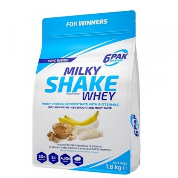 6PAK Milky Shake Whey 1800g Masło Orzechowe-Banan