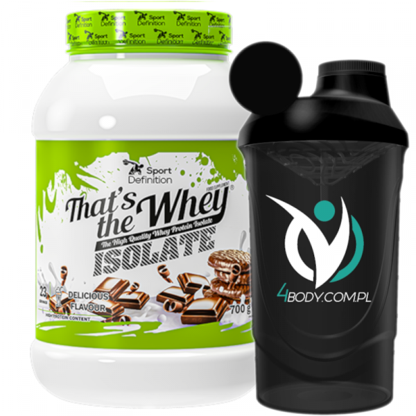Izolat Sport Definition That's the Whey Isolate 700g Czekolada plus Uniwersalny Shaker 4Body 600 ml
