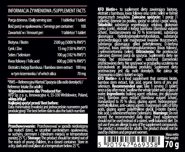 KFD Biotin + Complex 100 tabl. informacja