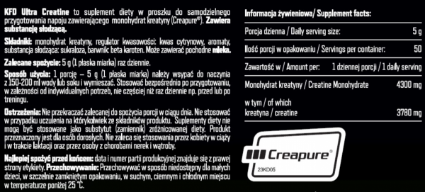  KFD Creapure Ultra Creatine 250g Jabłko-Melon Monohydrat opis