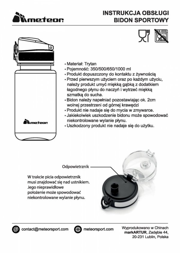 Bidon Sportowy Meteor 1000 ml Tritan Ciemnozielony