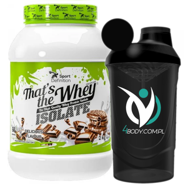 Izolat Sport Definition That's the Whey Isolate 2000g Czekolada plus Uniwersalny Shaker 4Body 600 ml