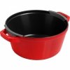 Zestaw 3 Naczyń + Pokrywka 24 Cm Czerwony Staub