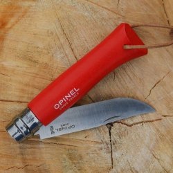 Nóż Opinel Colorama 08 inox grab czerwony z rzemieniem