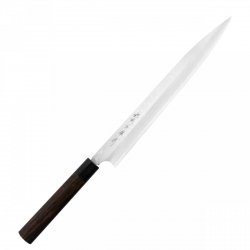 Hideo Kitaoka Shirogami Satin Damascus Nóż Yanagi 30cm
