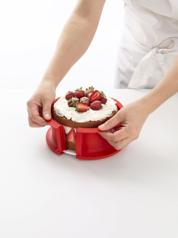 Tortownica DUO 15 cm z talerzem - czerwona Lekue