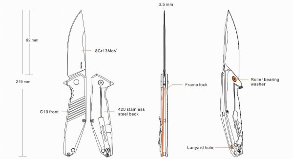 Nóż Ruike składany D191-B czarny