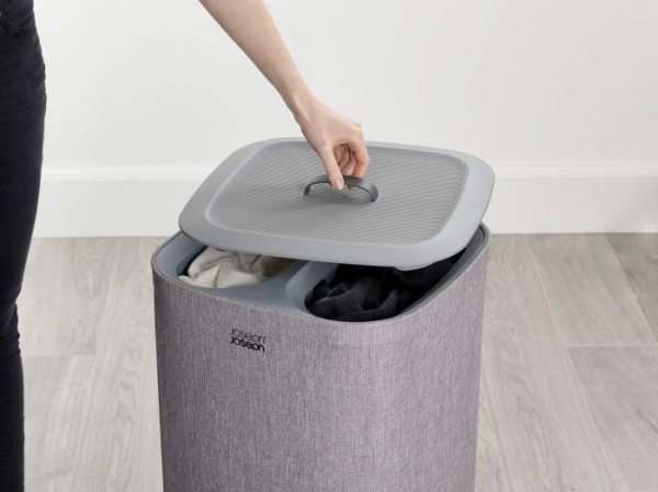 JJ-Kosz podwójny na pranie 60 l Tota, szary