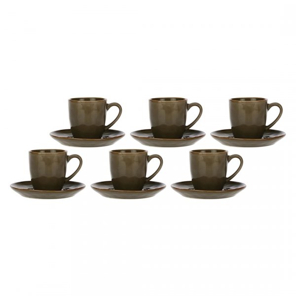 ROSE&amp;TULIPANI CONCERTO GRIGIO TORTORA Zestaw 6 filiżanek do espresso 90 ml