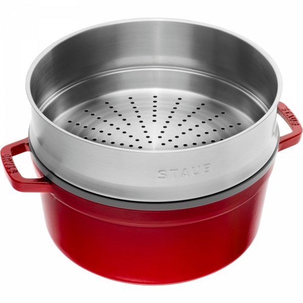 Garnek żeliwny Okrągły Z Wkładem 5.2l Czerwony La Cocotte Staub