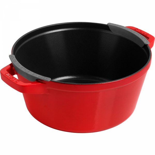 Zestaw 3 Naczyń + Pokrywka 24 Cm Czerwony Staub