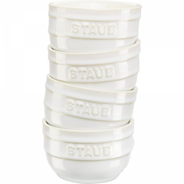 Zestaw 4 Ramekinów Okrągłych 9 Cm, Kość Słoniowa XS-MINIS Staub