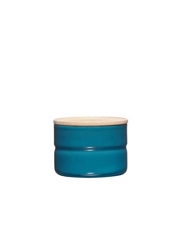 RIESS - Pojemnik kuchenny z drewnianą pokrywą 0,2l Silent Blue