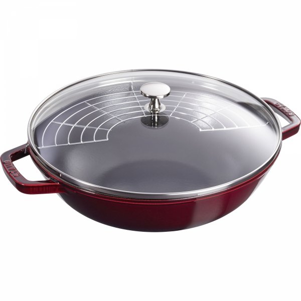 Wok żeliwny Z Pokrywką 30 Cm, Grenadynowy Staub