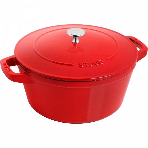 Zestaw 2 Naczyń + Pokrywka 24 Cm Czerwony Staub