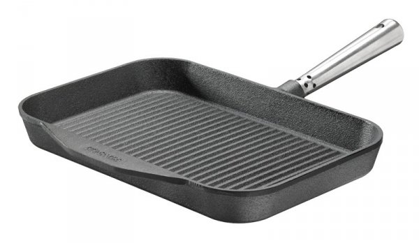 Patelnia grillowa prostokątna, stalowa rączka