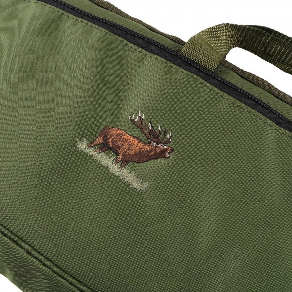 Pokrowiec na broń LPDK2 01 1,25m długa kieszeń, kolor oliwkowy haft jeleń ryczy w trawie