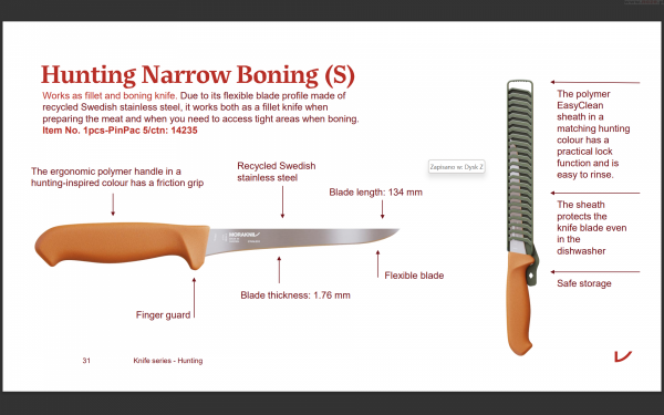 Moraknive hunting nóż do trybowania wąski elastyczny  134 mm Mora