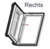 Okno dachowe Skyfens PVC Skylight Loft 55x78 okno dachowe z tworzywa, profile w kolorze białym PVC Uw=1,4 W/m2K Wyłazy dachowe - wyjście dachowe - wyłaz dachowy - świetlik, 7043 8019 RAL, otwieranie: prawo/lewo