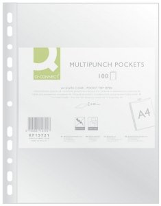 Koszulki na dokumenty Q-CONNECT, PP, A4, krystal, 50mikr., 100szt., KF15721