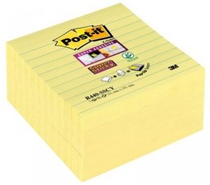 Karteczki samoprzylepne POST-IT_ Super Sticky Z-Notes XL w linię (R440-SSCY), 101x101mm, 5x90 kart., żółte